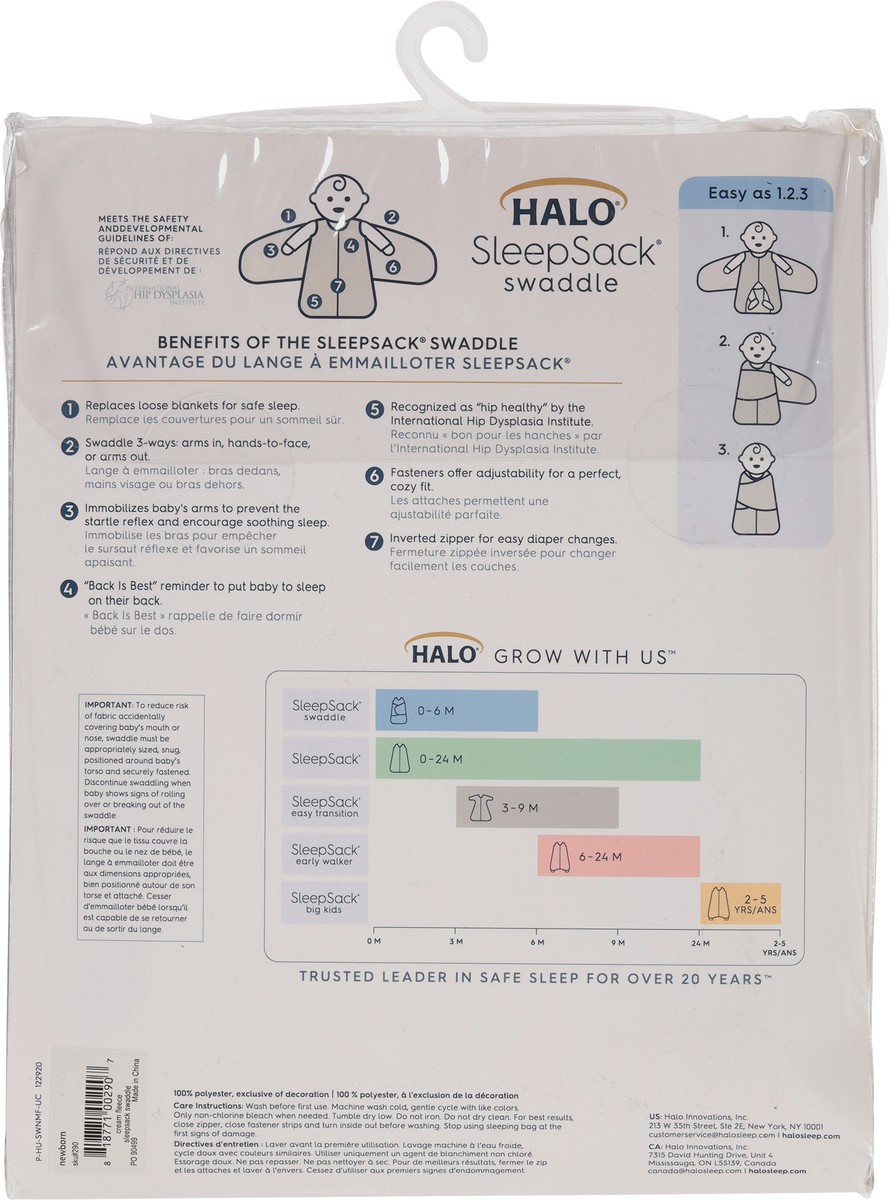 slide 6 of 9, Halo SleepSack Birth to 3 Months Cream Fleece Newborn Swaddle 1 ea, 1 ct