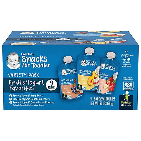 slide 1 of 1, Gerber Fruit & Yogurt Toddler Food Variety Pack 9 Count - 9-3.5Oz, 9 ct