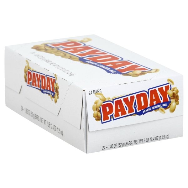 slide 1 of 1, Payday Peanut Caramel Bar, 1.85 Oz, 24 Count, 44.4 oz
