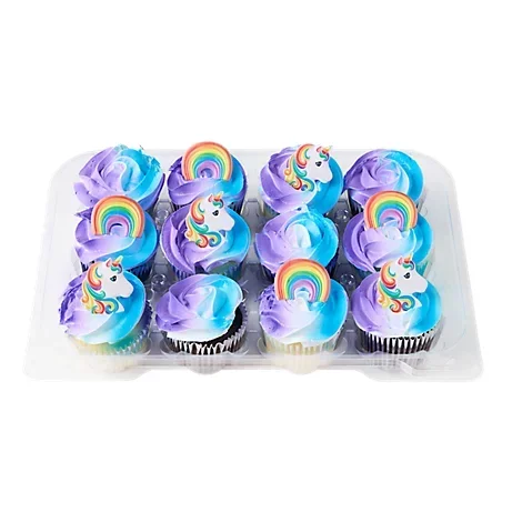 slide 1 of 1, White & Chocolate Cupcakes W/unicorn Buttercreme 12 Count - EA, 12 ct
