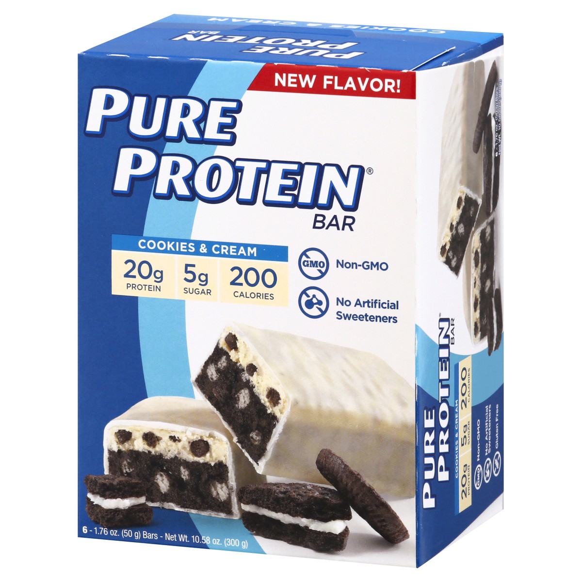 slide 6 of 10, Pure Protein Bars, Cookies n Cream, 20 g, 2.75 oz, 6 ct, 6 ct