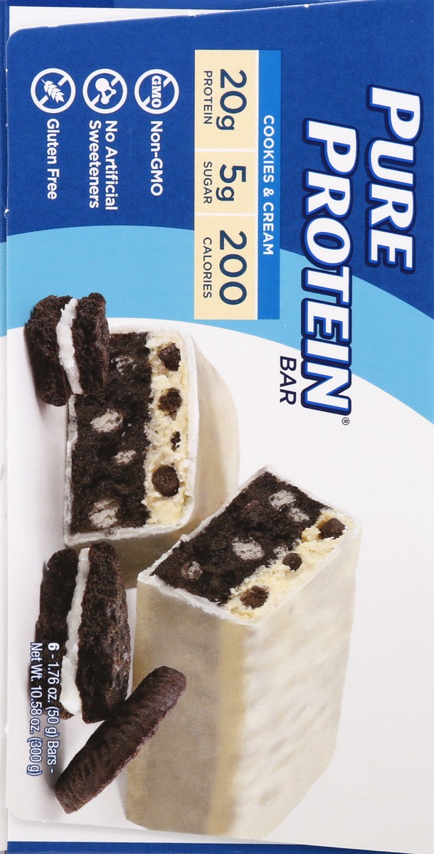 slide 4 of 10, Pure Protein Bars, Cookies n Cream, 20 g, 2.75 oz, 6 ct, 6 ct