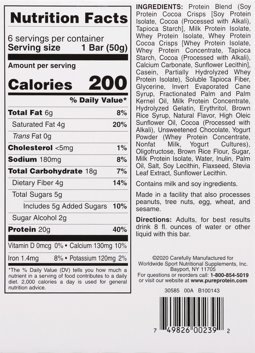 slide 10 of 10, Pure Protein Bars, Cookies n Cream, 20 g, 2.75 oz, 6 ct, 6 ct