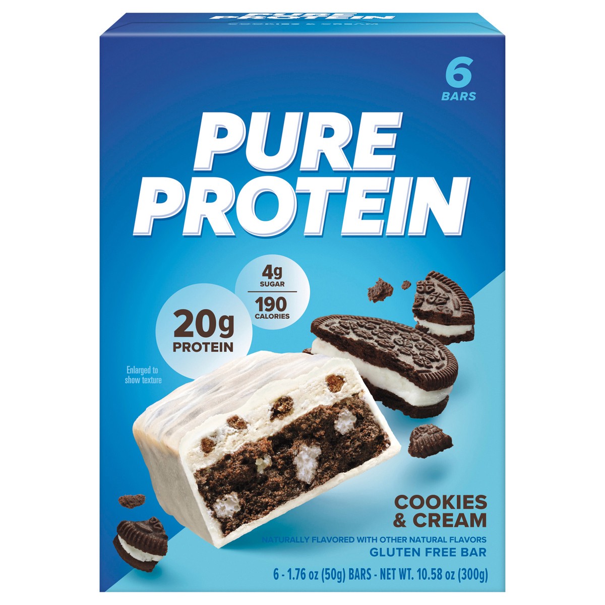 slide 1 of 10, Pure Protein Bars, Cookies n Cream, 20 g, 2.75 oz, 6 ct, 6 ct