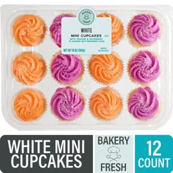 Bakery Fresh Spring White Mini Cupcakes with Orange and Raspberry Flavored Buttercream Icing, 12 ct / 10 oz