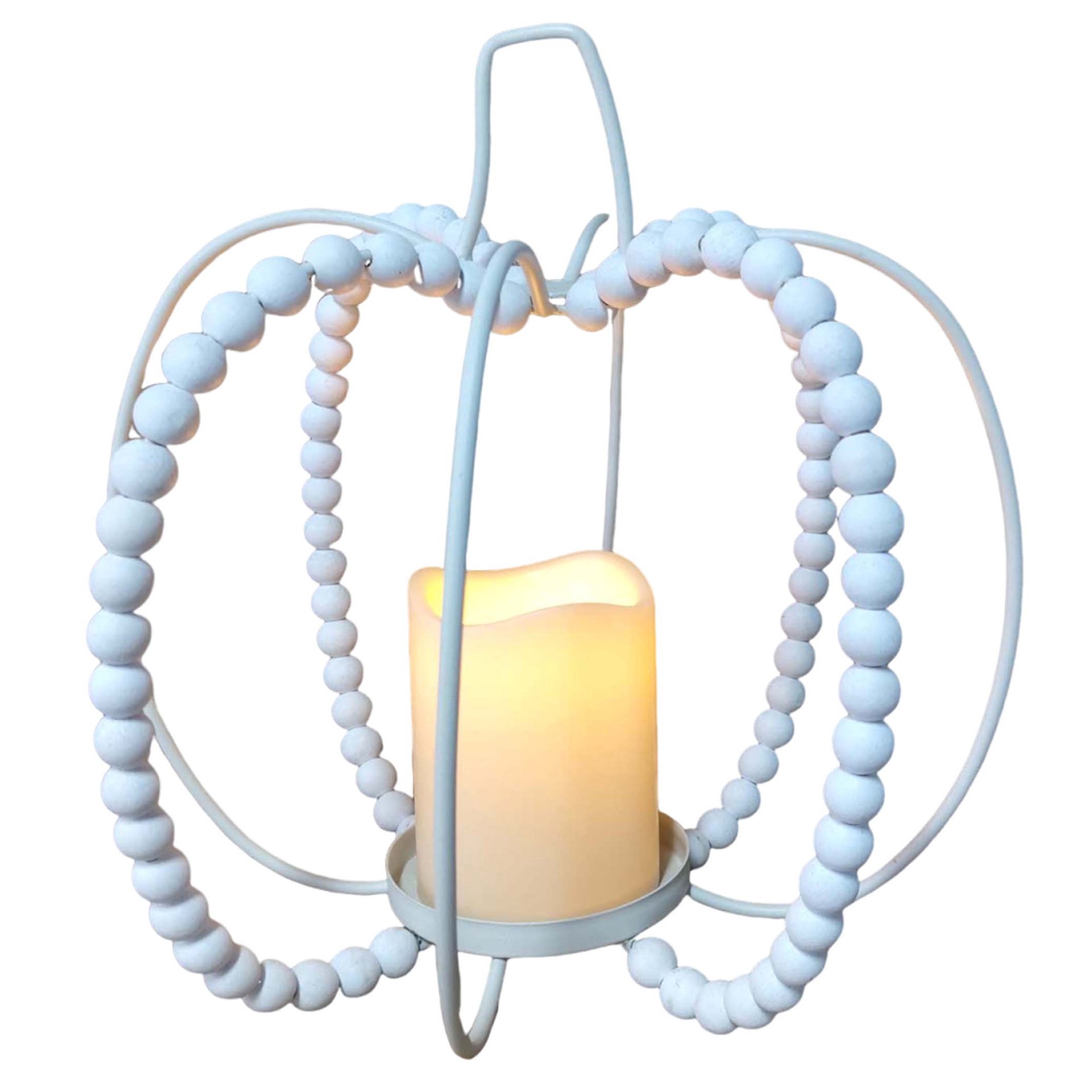 slide 2 of 3, 10.5" Bead Led Lighted Pumpkin Lantern By Ashland, 10.5 in