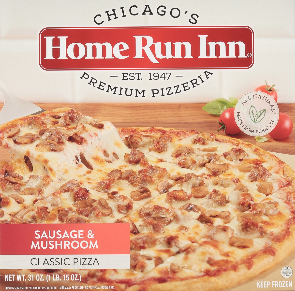 slide 6 of 9, Home Run Inn Sausge/Mushroom 12" Pizza, 31 oz