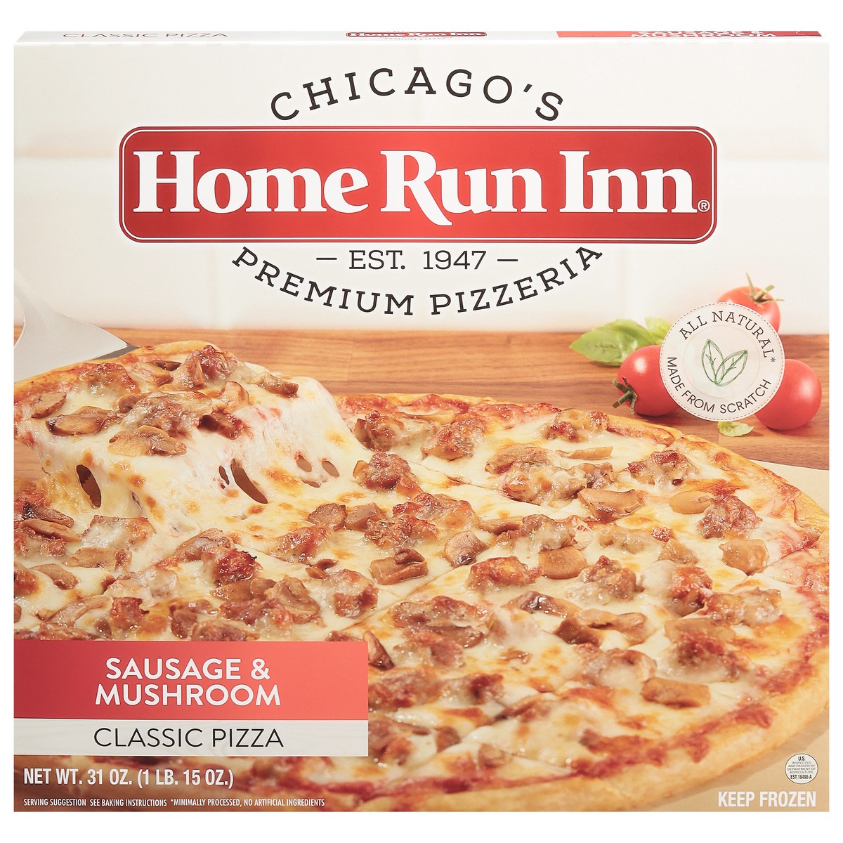 slide 1 of 9, Home Run Inn Sausge/Mushroom 12" Pizza, 31 oz