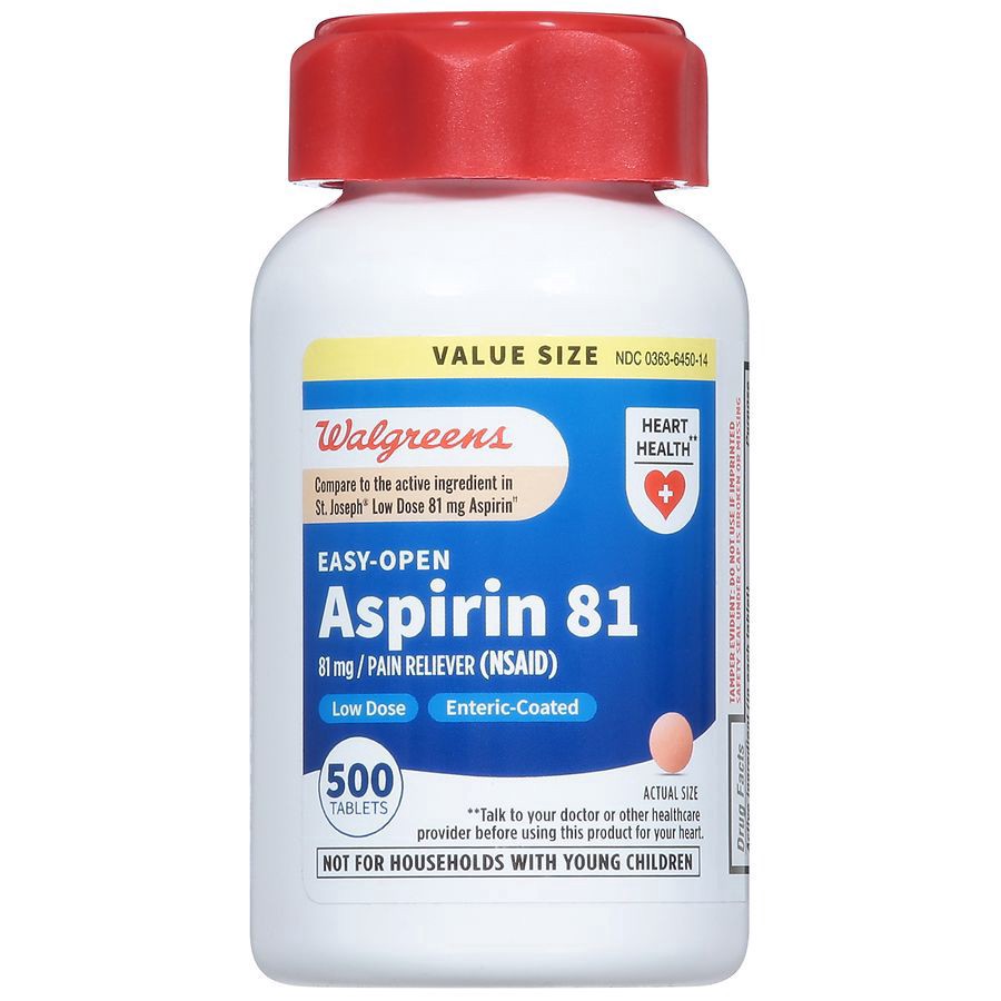 slide 2 of 4, Walgreens Low Dose Aspirin Pain Reliever Enteric Coated Tablets, 500 ct