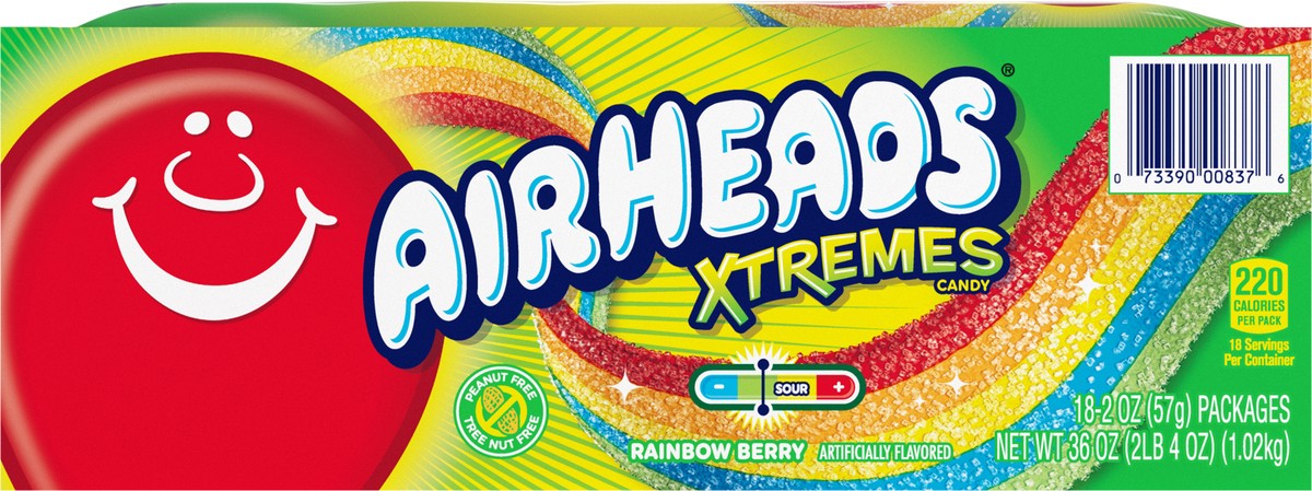 slide 6 of 8, Airheads Xtremes Sour Belts, 2 oz
