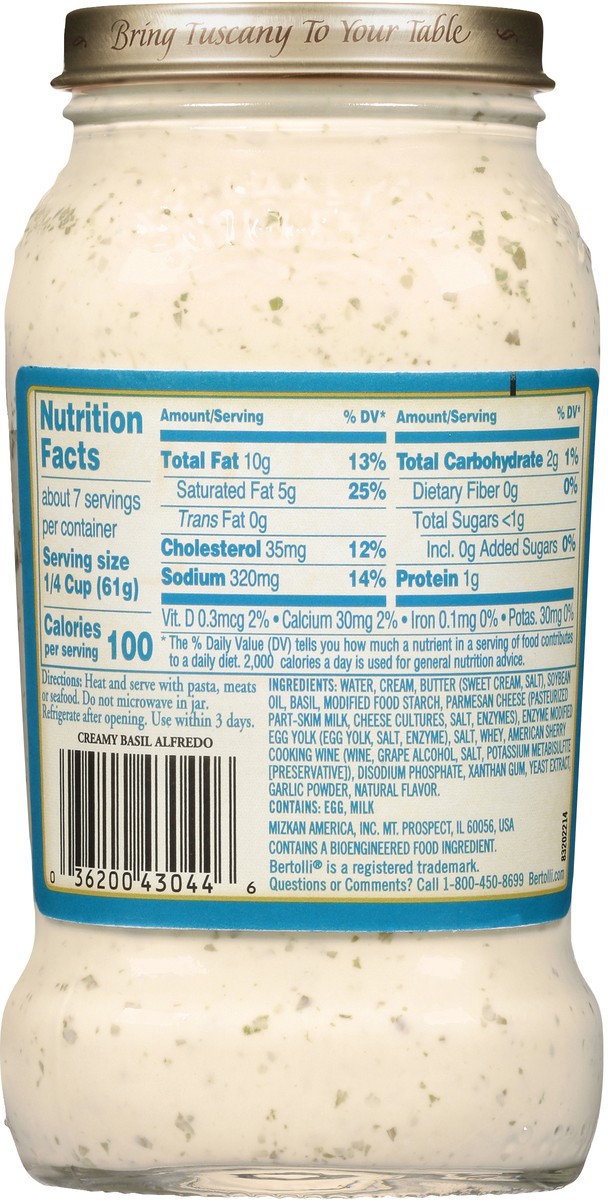 slide 7 of 9, Bertolli Creamy Basil Alfredo Sauce, 15 oz, 15 oz