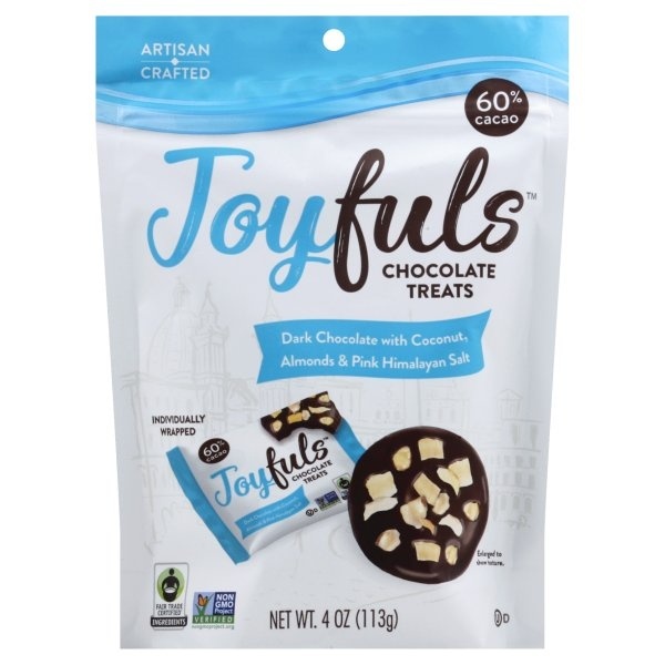 slide 1 of 1, Joyfuls Jyfls Choc Treats Coconut Almo, 4 oz