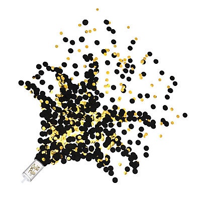 slide 1 of 1, Beistle Black & Gold Push Up Confetti Poppers, 8 ct