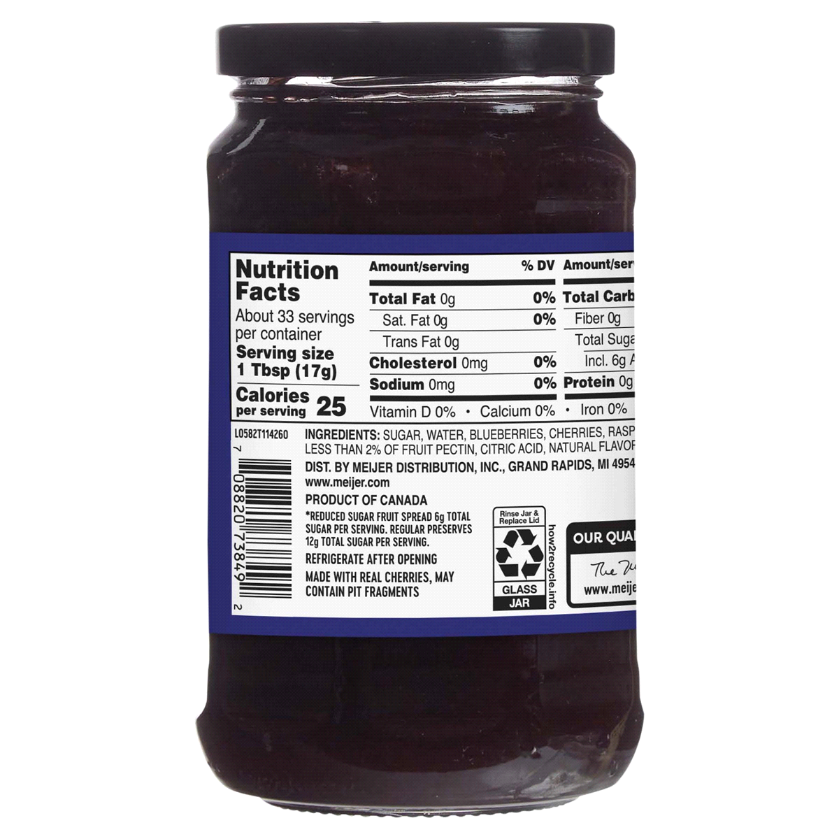 slide 12 of 17, Meijer Blueberry, Cherry & Raspberry Three Fruits Light Preserves, 20 oz