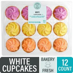 Bakery Fresh Spring White Cupcakes with Orange, Lemon, and Raspberry Flavored Buttercream Icing, 12 ct / 24.2 oz