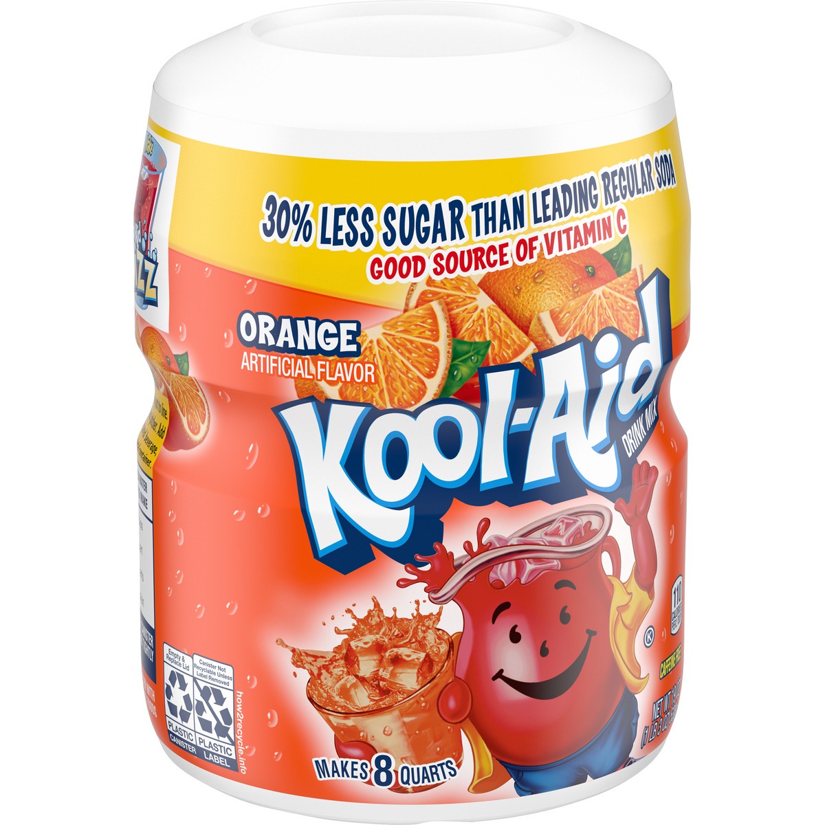 slide 9 of 9, Kool-Aid Sugar-Sweetened Orange Artificially Flavored Powdered Soft Drink Mix, 19 oz Canister, 19 oz