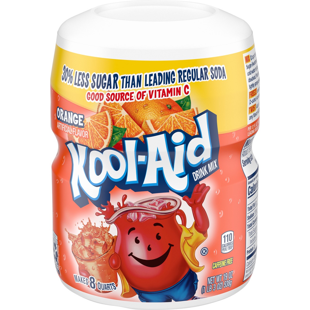 slide 6 of 9, Kool-Aid Sugar-Sweetened Orange Artificially Flavored Powdered Soft Drink Mix, 19 oz Canister, 19 oz