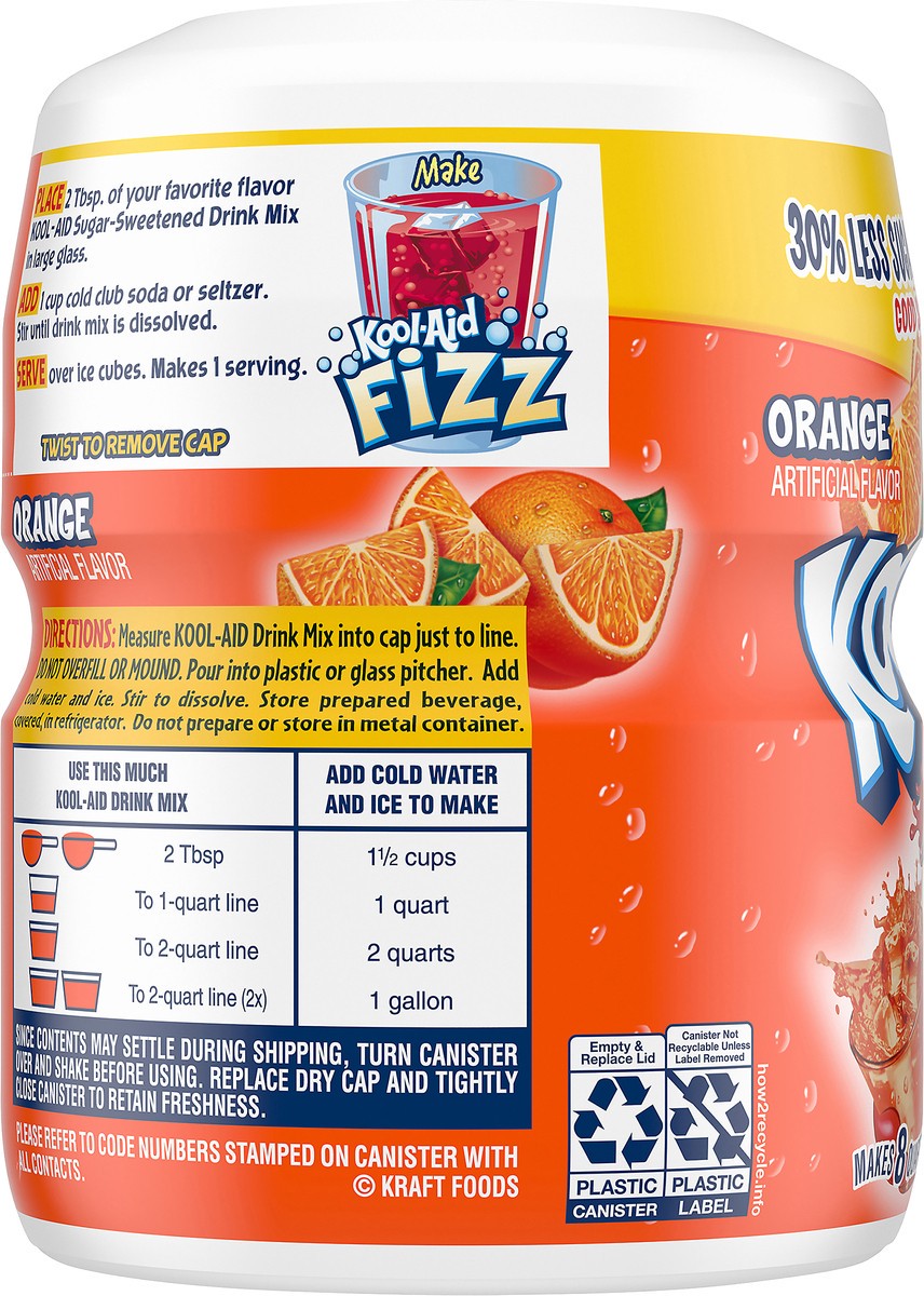 slide 3 of 9, Kool-Aid Sugar-Sweetened Orange Artificially Flavored Powdered Soft Drink Mix, 19 oz Canister, 19 oz