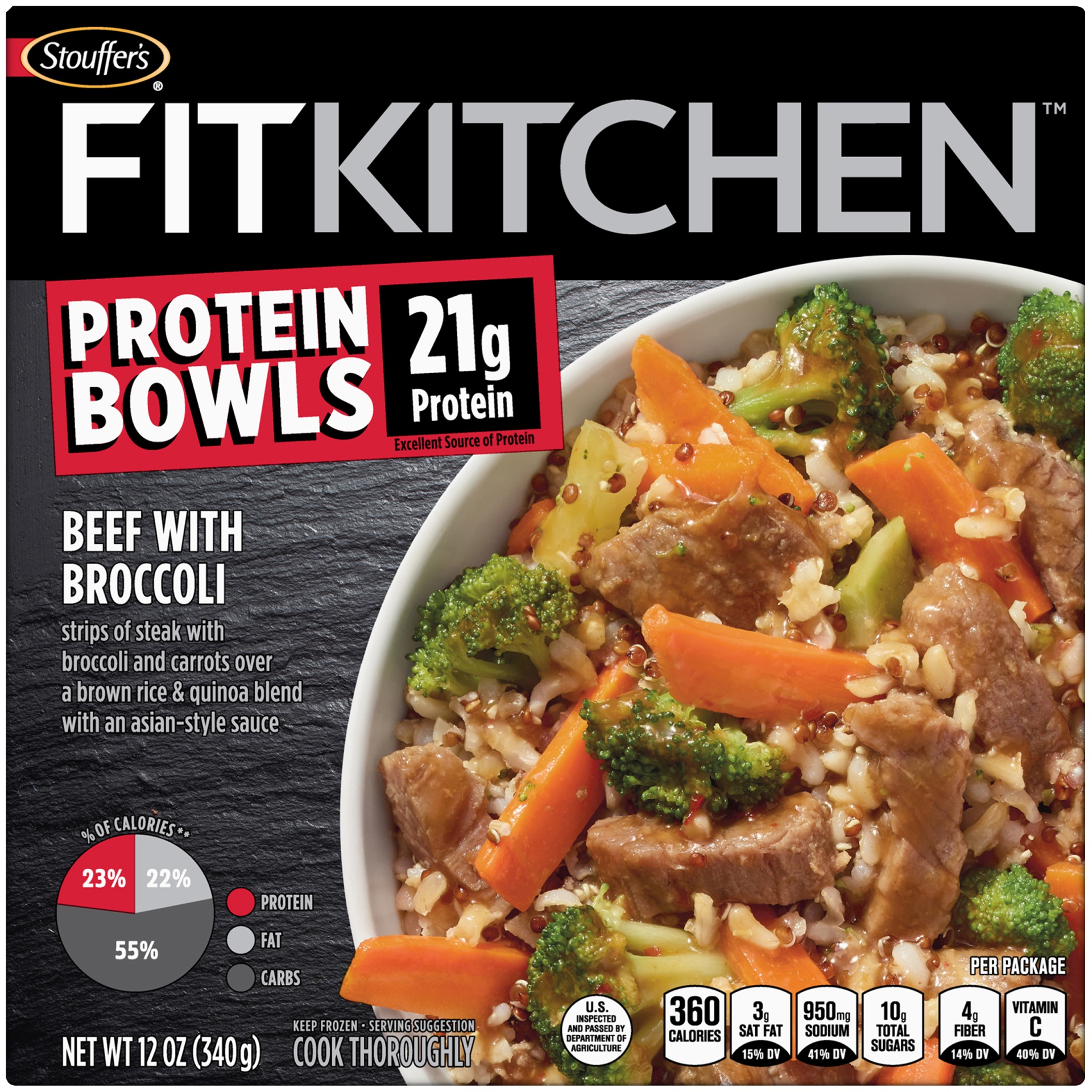 slide 1 of 2, Stouffer's Fit Kitchen Bowls Beef With Broccoli, 12 oz