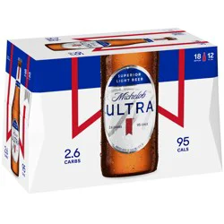 Michelob ULTRA Light Beer, 18 Pack Beer, 12 FL OZ Bottles, 4.2% ABV
