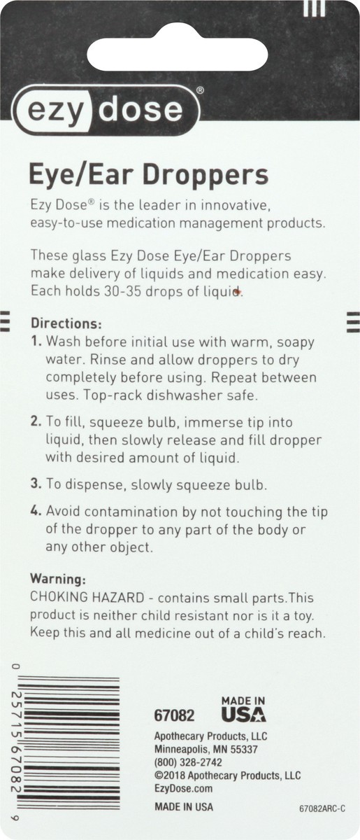 slide 5 of 9, EZY Dose 1 ml Glass Eye/Ear Droppers 2 ea, 2 ct