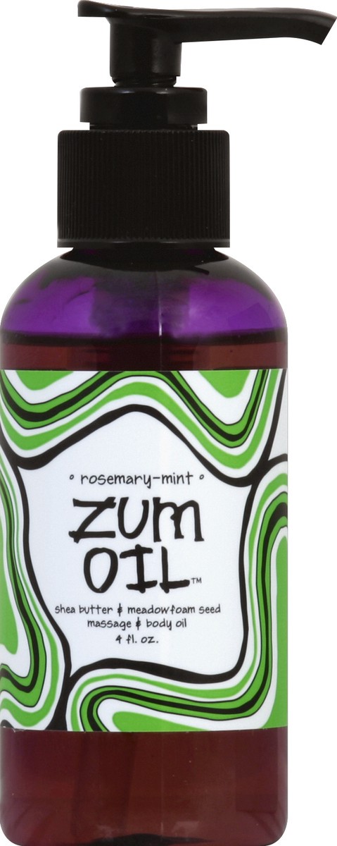 slide 2 of 2, Zum Indigo Wild Zum Rosemary-Mint Massage Oil, 4 oz