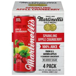 Martinelli's Sparkling Apple Cranberry 100% Juice - 4 x 8.4 fl oz Cans