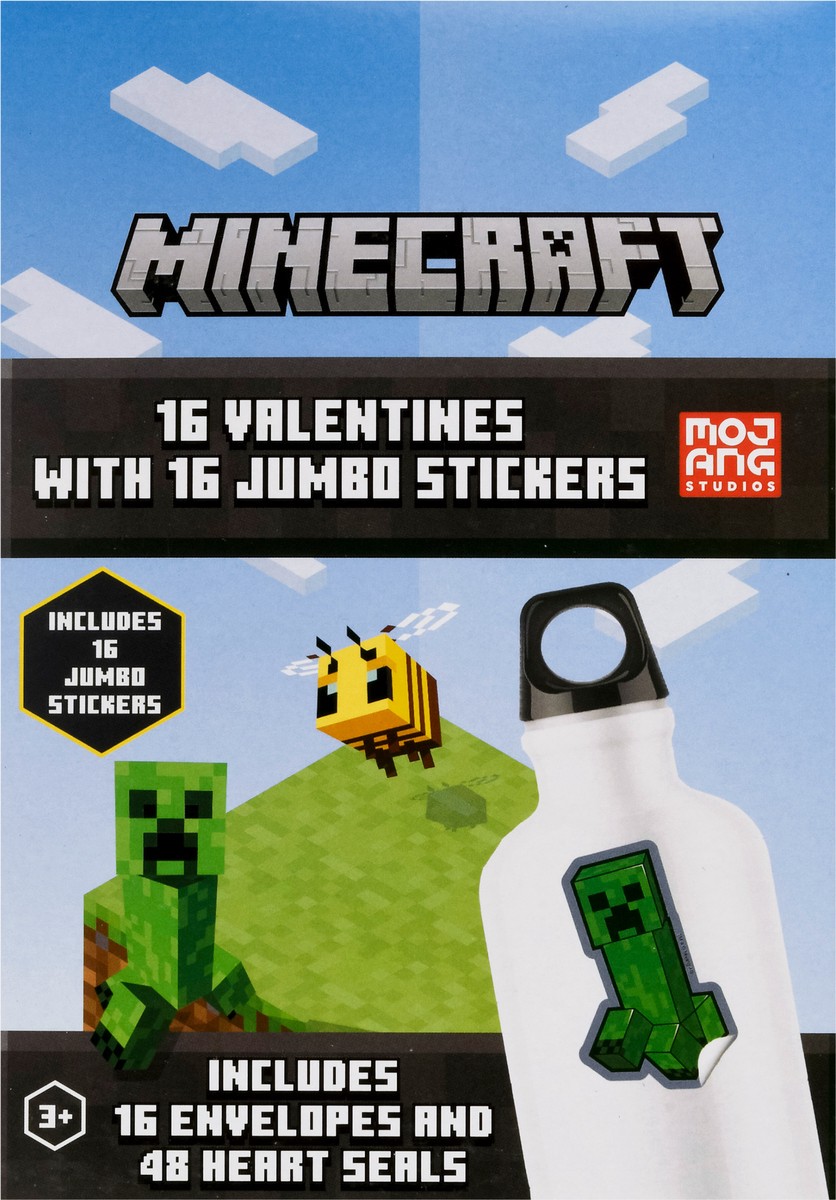 slide 4 of 9, IG Design Group Minecraft Valentines with Jumbo Stickers 32 Pieces 1 ea, 1 ct