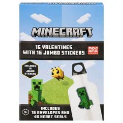 IG Design Group Minecraft Valentines with Jumbo Stickers 32 Pieces 1 ea
