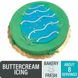 Bakery Fresh Easter Single Layer Cake with Green and Blue Buttercream Icing, 24 oz