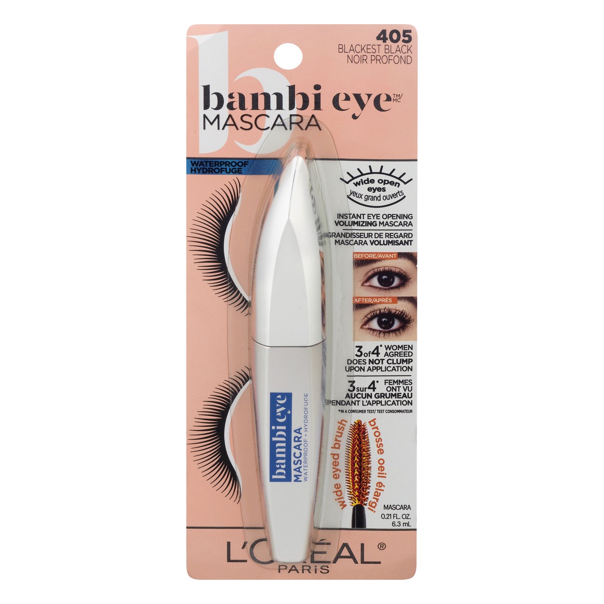 slide 1 of 12, L'Oréal Bambi Eye Blackest Black Mascara 0.21 oz, 0.21 oz