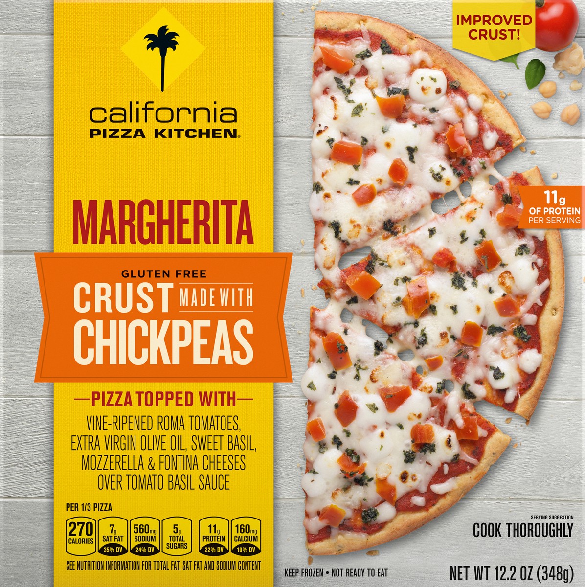slide 9 of 11, California Pizza Kitchen Margherita Vegetarian Gluten Free Pizza, Meatless Frozen Pizza with Chickpea Pizza Crust, 12.3 oz