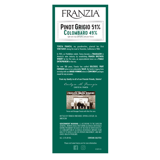 slide 2 of 4, Franzia Colombard Pinot Grigio 20 - 5 oz Glasses, 3 liter