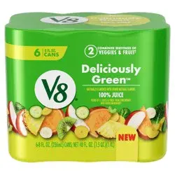 V8 Deliciously Green 100% Fruit and Vegetable Juice, 8 fl oz Can (6 Pack)