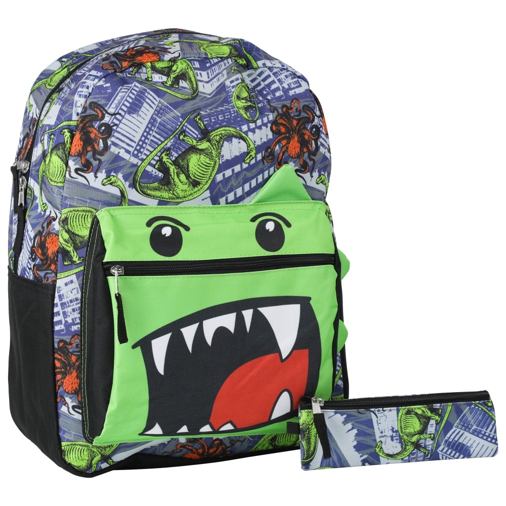 slide 1 of 1, Cudlie Big Face Dino Town Backpack With Pencil Case, 2 ct