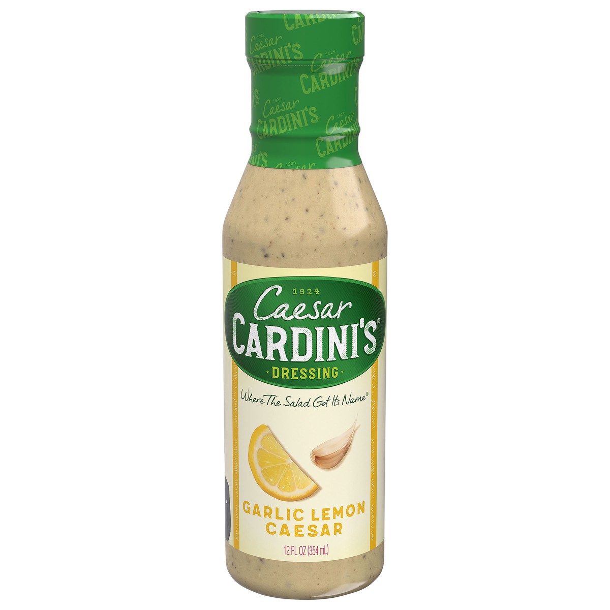 slide 1 of 9, Cardini's Garlic & Lemon Caesar Salad Dressing, 12 oz