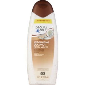 slide 1 of 1, Beauty 360 Moisture And Exfoliating Body Wash Scrub Coconut Butter, 18 oz