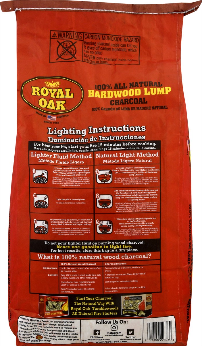 slide 5 of 9, Royal Oak 100% Natural Hardwood Lump Charcoal 8 lb, 8 lb