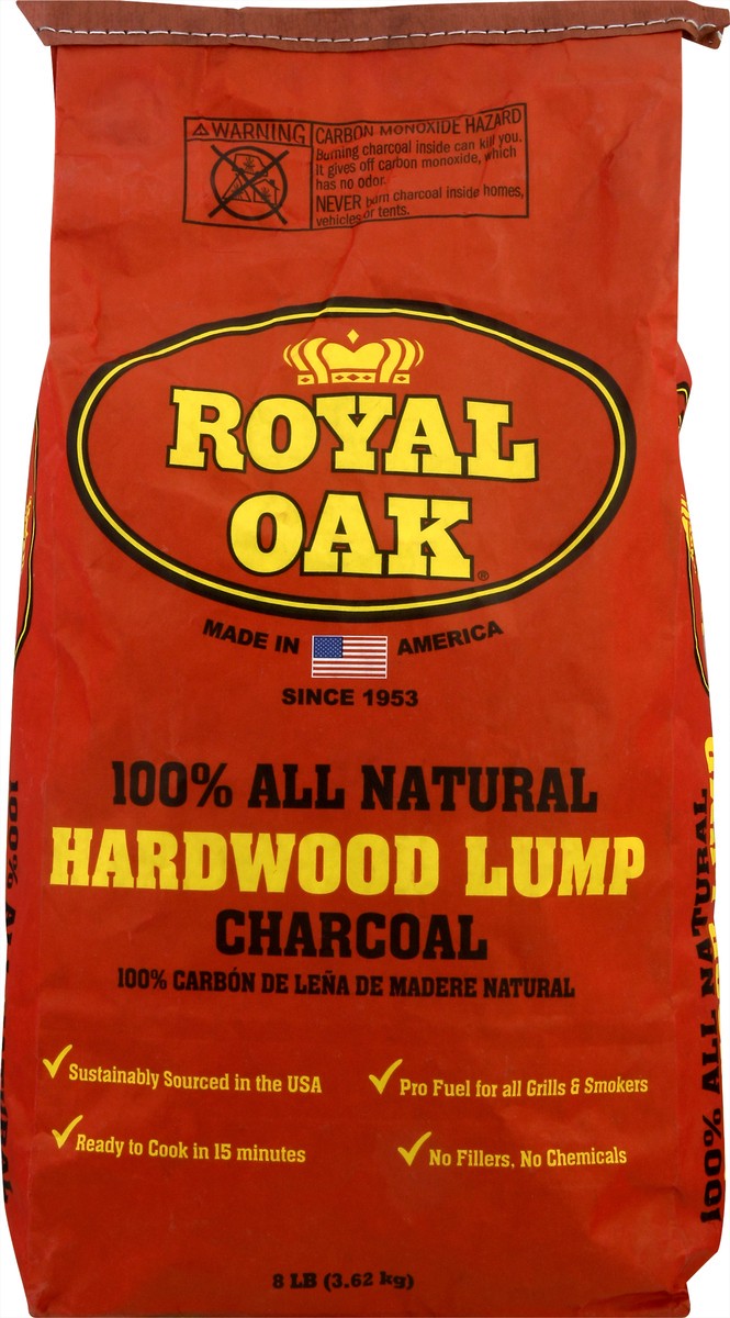 slide 3 of 9, Royal Oak 100% Natural Hardwood Lump Charcoal 8 lb, 8 lb