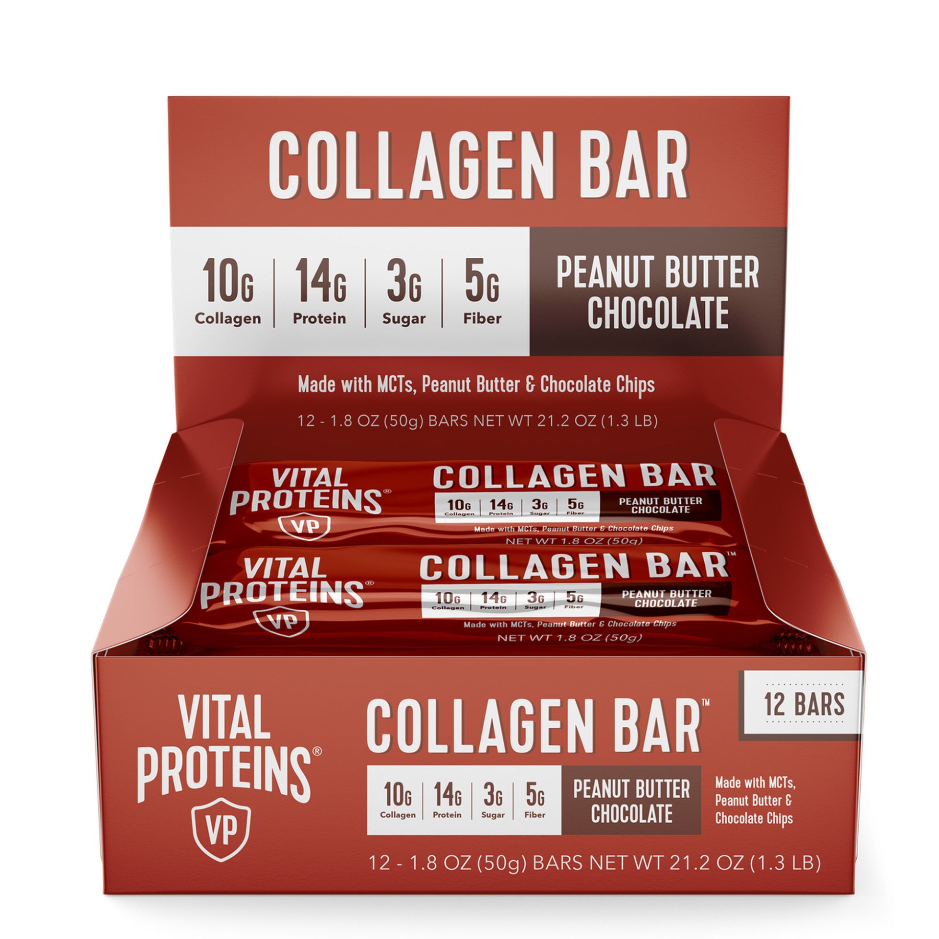 slide 1 of 1, Vital Proteins Collagen Bar - Peanut Butter Chocolate, 12 ct