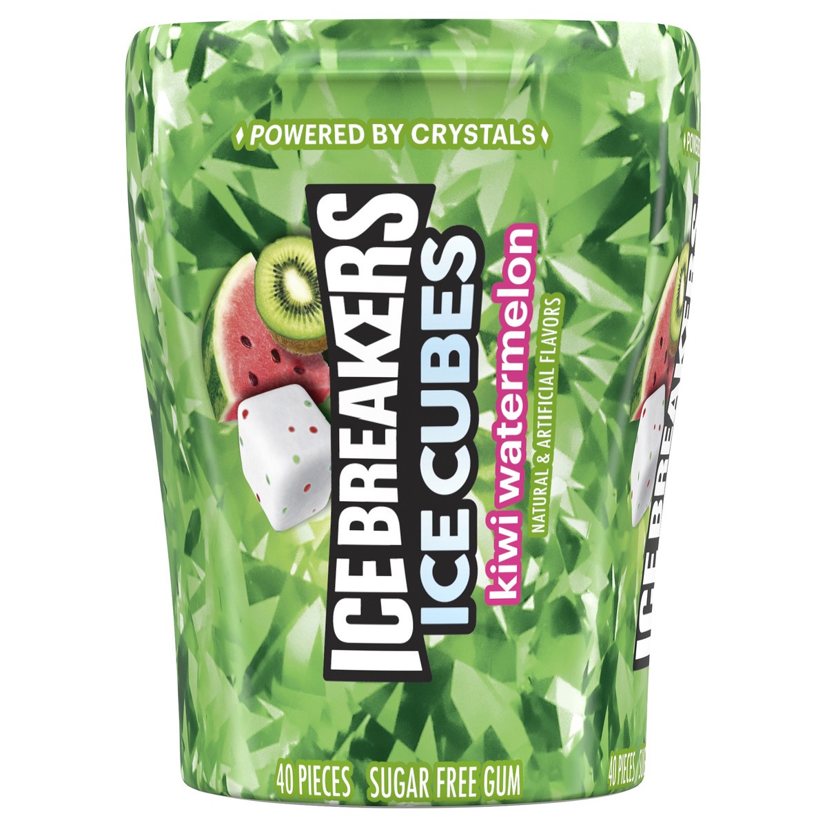 slide 1 of 10, ICE BREAKERS Ice Cubes Kiwi Watermelon Sugar Free Chewing Gum Bottle, 3.24 oz (40 Pieces), 40 ct