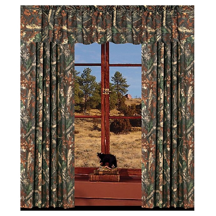 slide 1 of 1, HiEnd Accents Oak Camo Window Curtain Panel Pair, 84 in