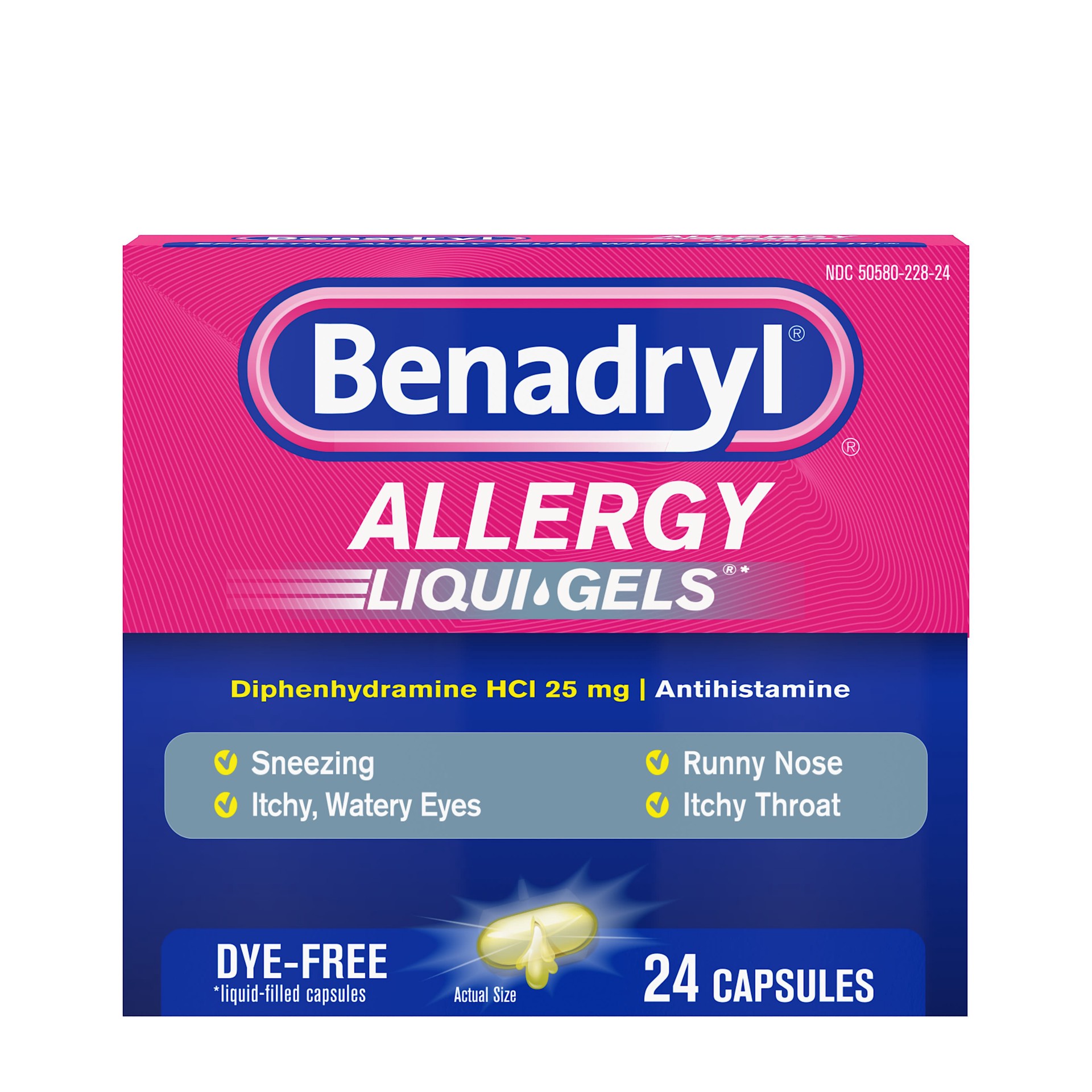 slide 7 of 9, Benadryl Dye Free Allergy Liqui Gels, 24 ct