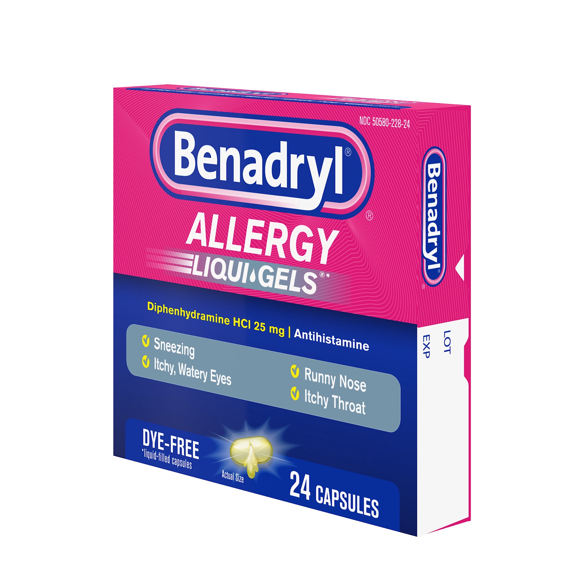 slide 4 of 9, Benadryl Dye Free Allergy Liqui Gels, 24 ct
