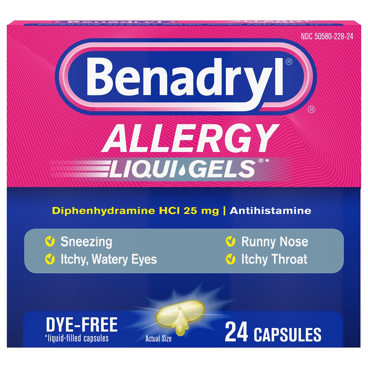 slide 1 of 9, Benadryl Dye Free Allergy Liqui Gels, 24 ct