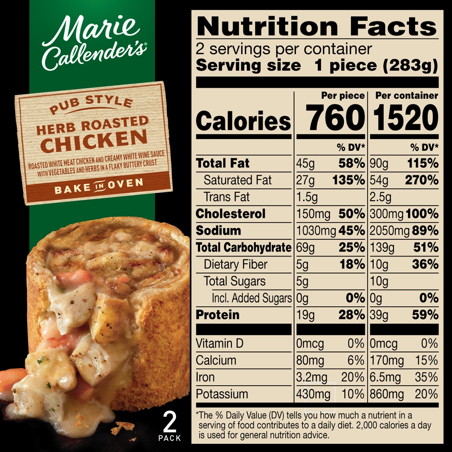 slide 5 of 5, Marie Callender's 2 Pack Bake in Oven Pub Style Herb Roasted Chicken 20 oz, 20 oz