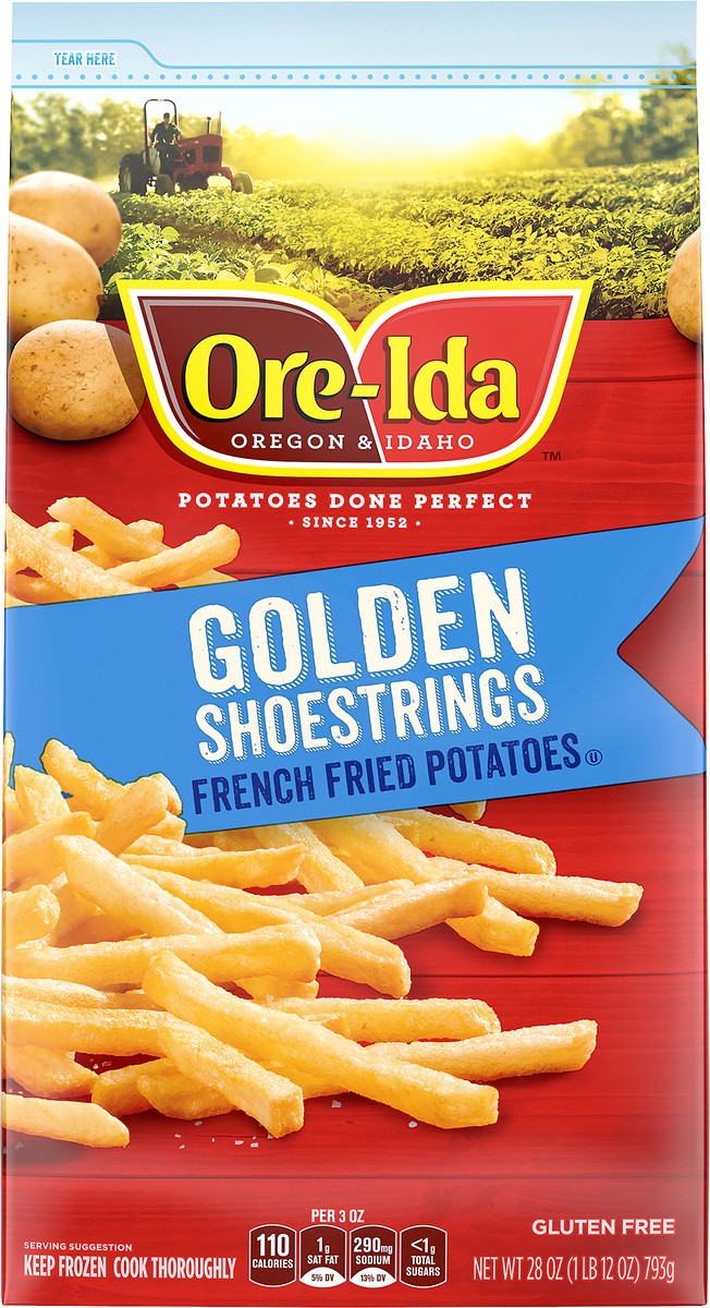 slide 3 of 9, Ore-Ida Golden Shoestrings French Fries Fried Frozen Potatoes, 28 oz Bag, 28 oz