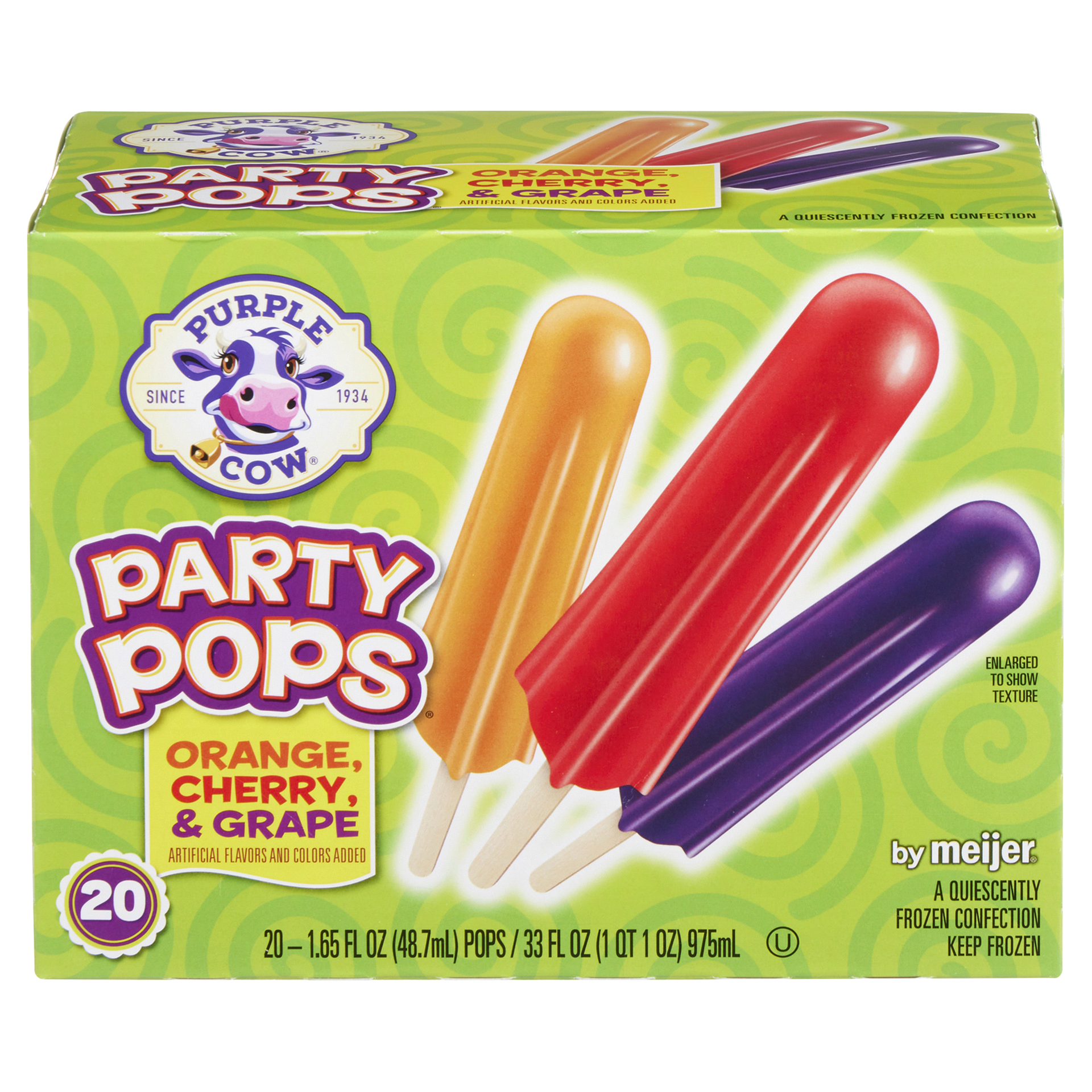 slide 1 of 1, Purple Cow Party Pop Orng/Chry/Grp 20Pk, 20 ct