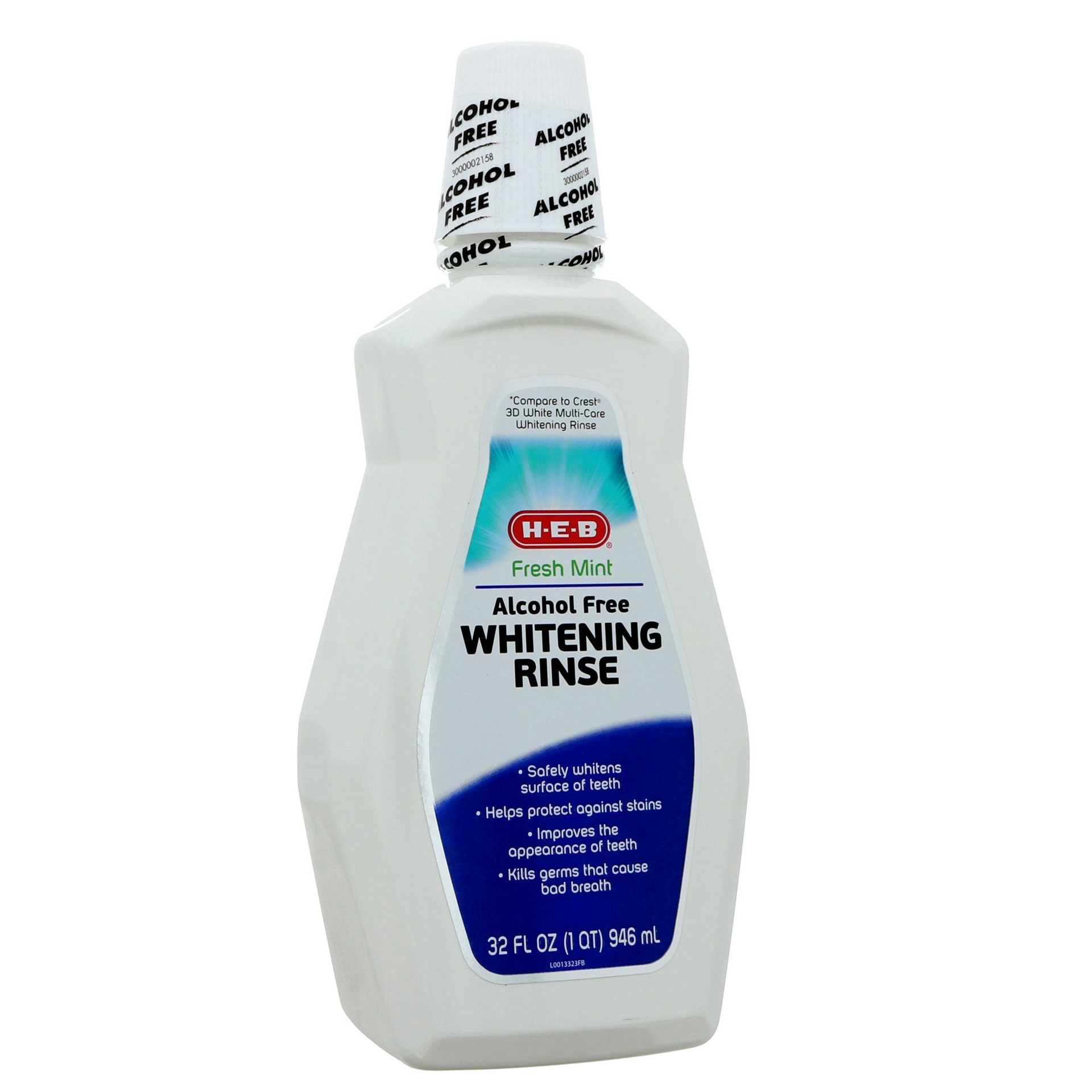 slide 1 of 1, H-E-B Alcohol Free Fresh Mint Mouth Rinse, 32 oz
