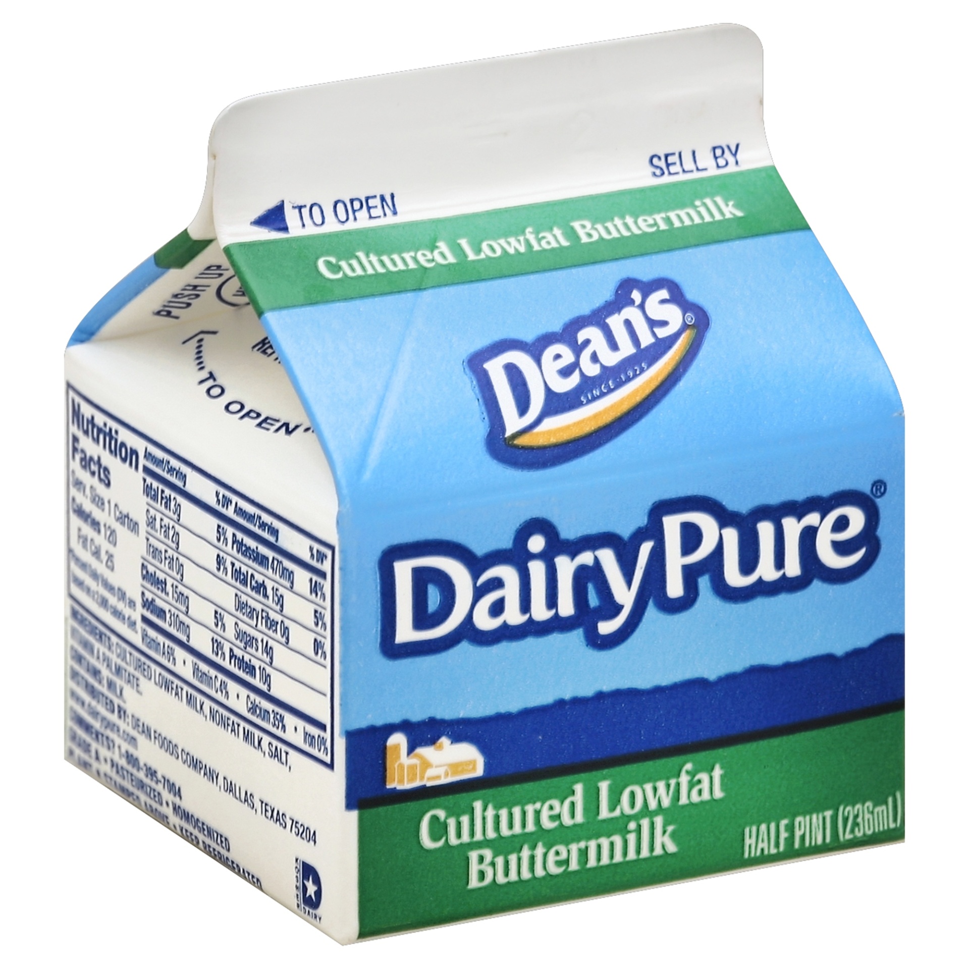 slide 1 of 1, Dean's DairyPure Low-Fat Butter Milk, 8 oz